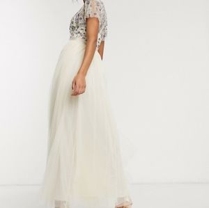 NWT Needle & Thread Embellished Maxi with Tulle 4